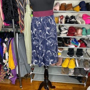Floral Color Block A-Line Skirt